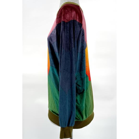 Aviator Nation Galaxy Rainbow Sunburst Velvet Crew Sweatshirt Retro 70s Size L - Picture 5 of 8